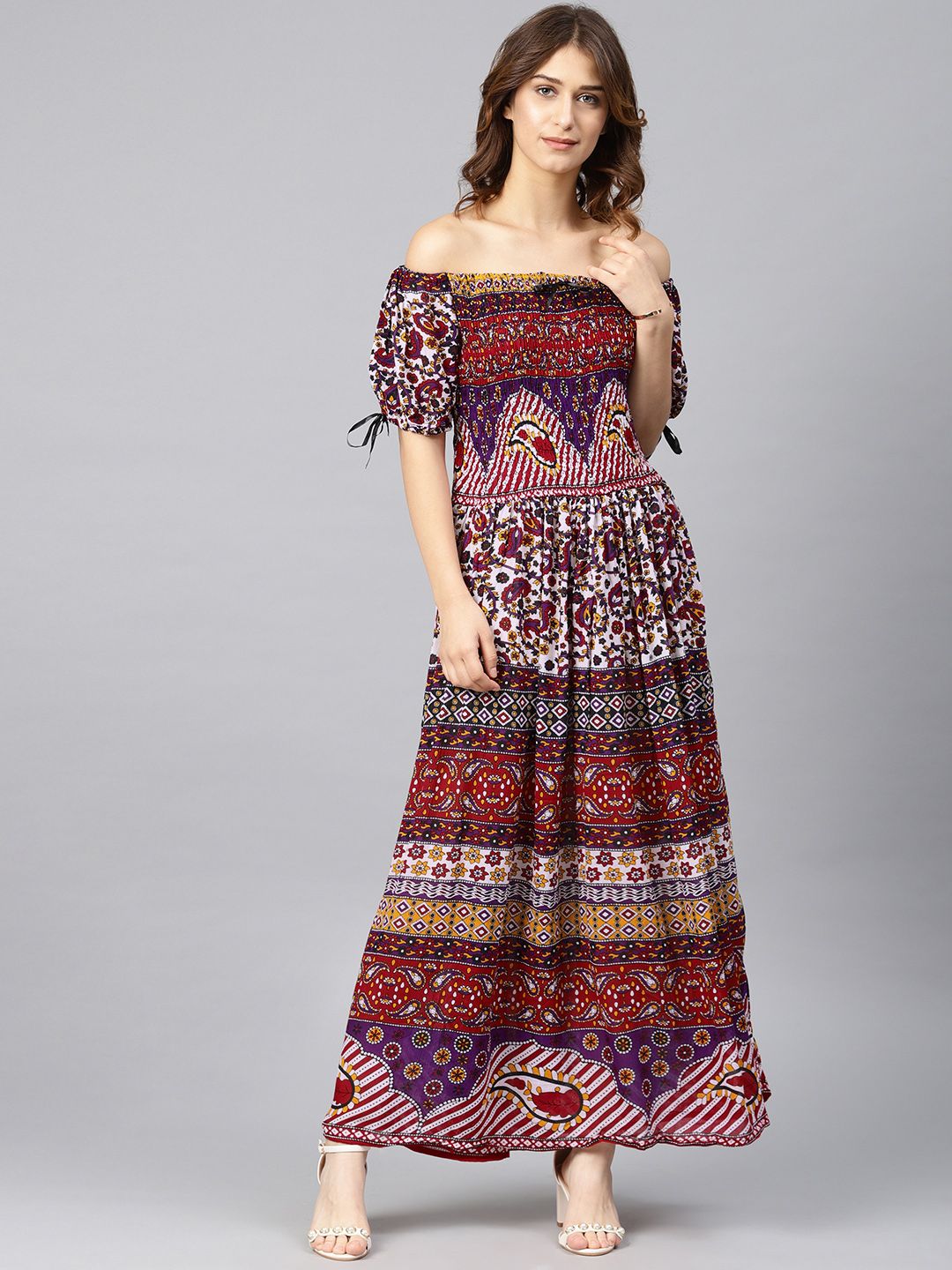 Saadgi Women Multicoloured Printed Maxi Dress Price in India