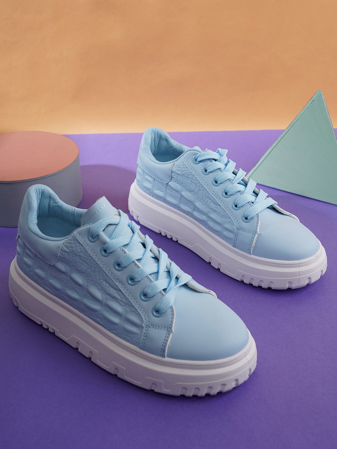 ICONICS Women Blue Textured Sneakers Price in India