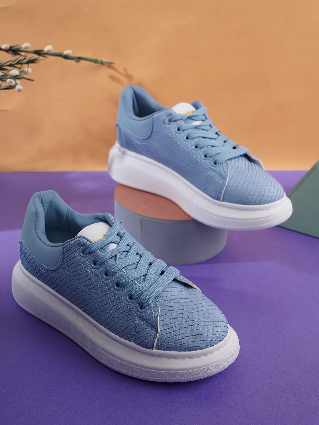 ICONICS Women Blue Woven Design Sneakers Price in India