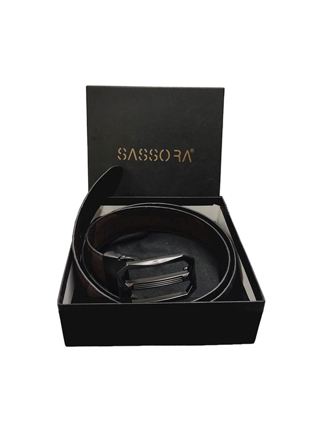 Sassora Men Textured Leather Formal Belt