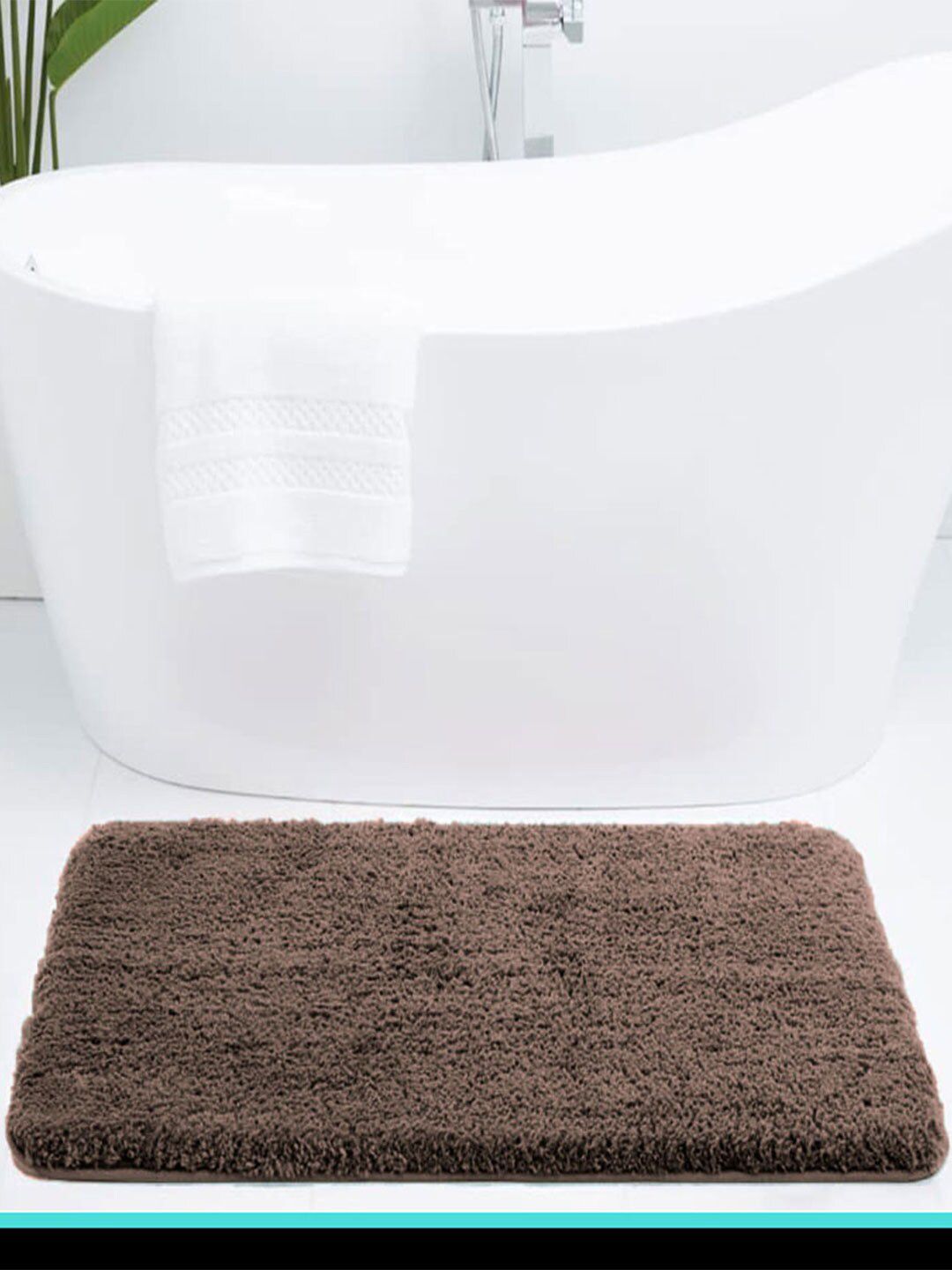 LUXEHOME INTERNATIONAL Vegas Brown 2800 GSM Ultra Soft Microfiber Anti-Skid Bath Rug