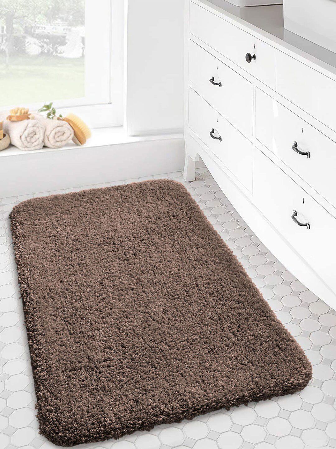 LUXEHOME INTERNATIONAL Vegas Brown 2800 GSM Ultra Soft Microfiber Anti-Skid Bath Rugs