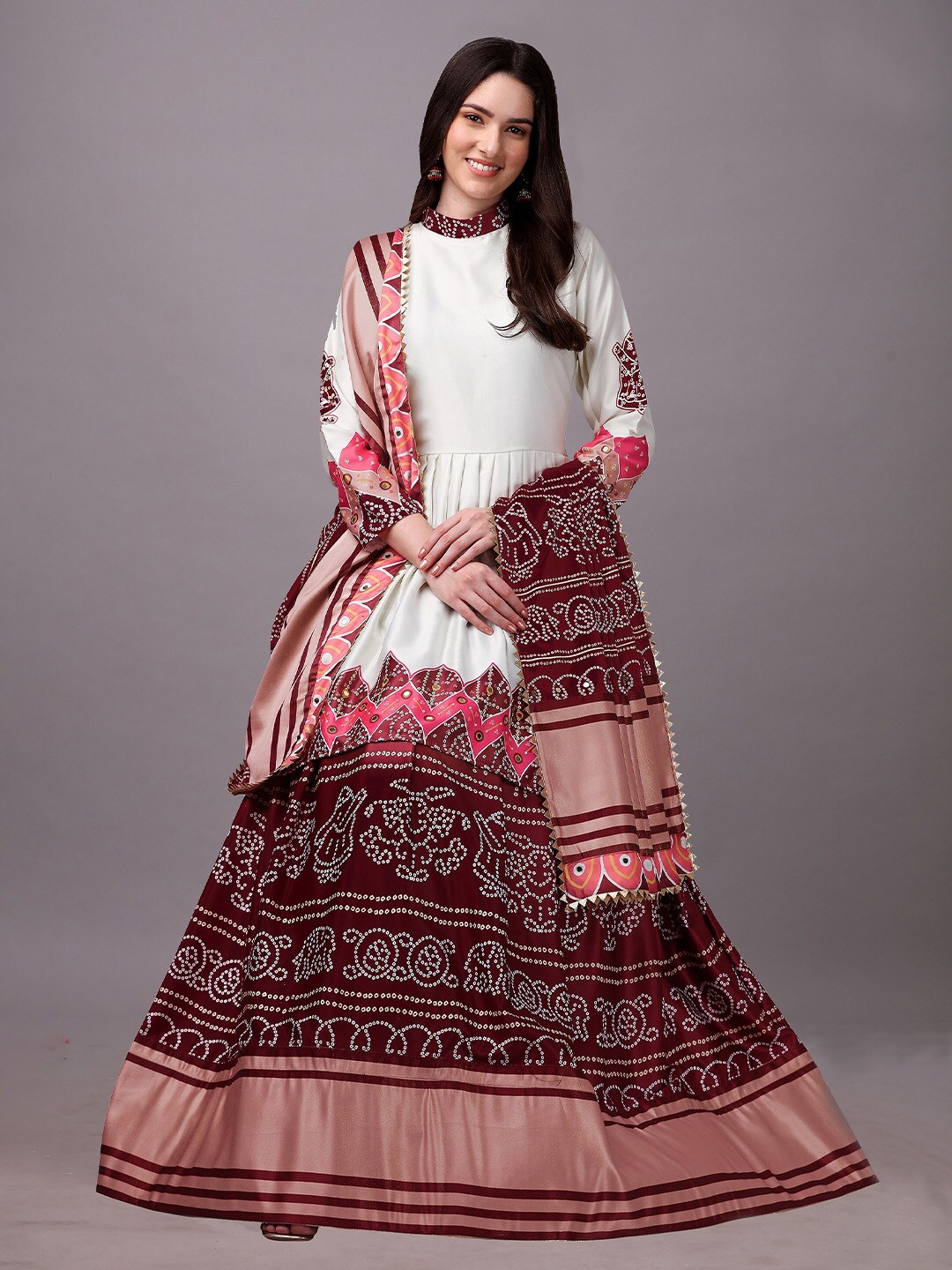 Sarvayog Fashion Printed Satin Ready to Wear Lehenga & Made to Measure Blouse With Dupatta Price in India