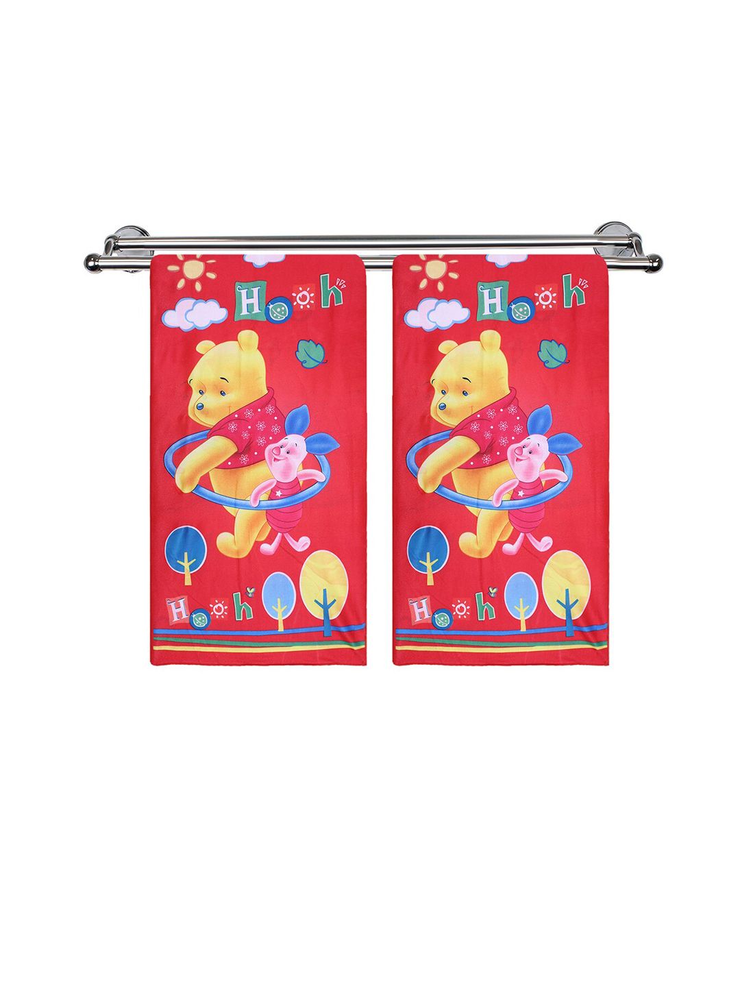 Kuber Industries Kids Set Of 2 Red & Yellow 350 GSM Cotton Super Absorbent Bath Towels