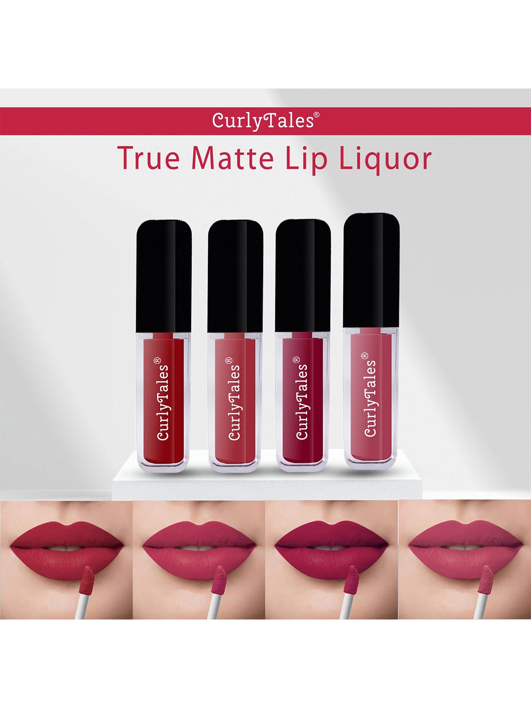 CurlyTales Set of 4 True Matte Lip Color 4 ml - Shade 03, 06, 07, 10