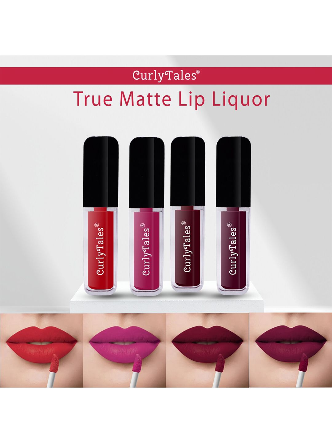 CurlyTales Set of 4 True Matte Lip Color 4 ml - Shade 11, 12, 13, 15
