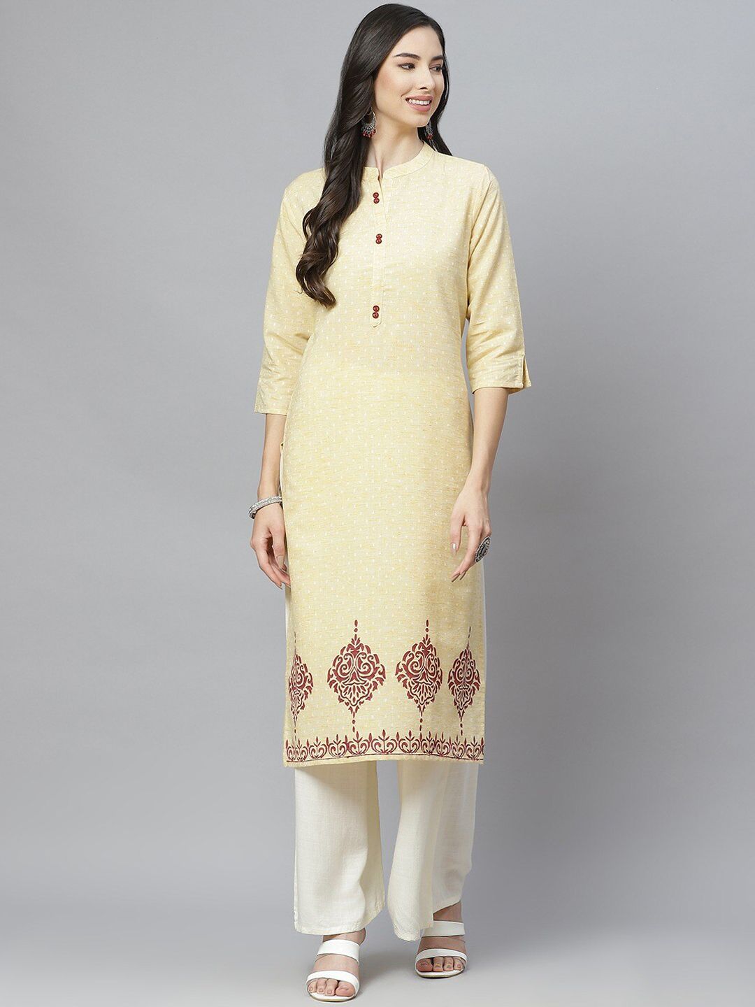 aayusika Women Ethnic Motifs Printed Cotton Kurta Price in India