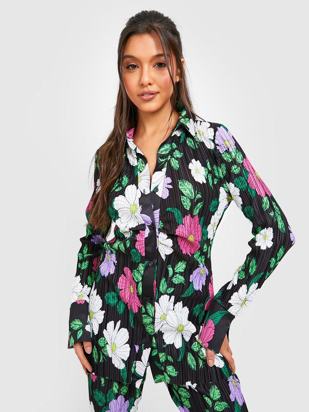 Boohoo Floral Print Shirt Style Top Price in India