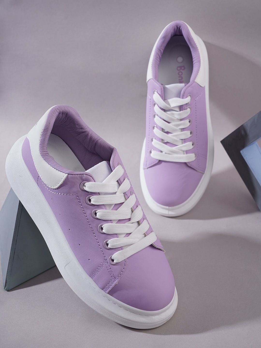 Bonkerz Women Purple Colourblocked Sneakers Price in India