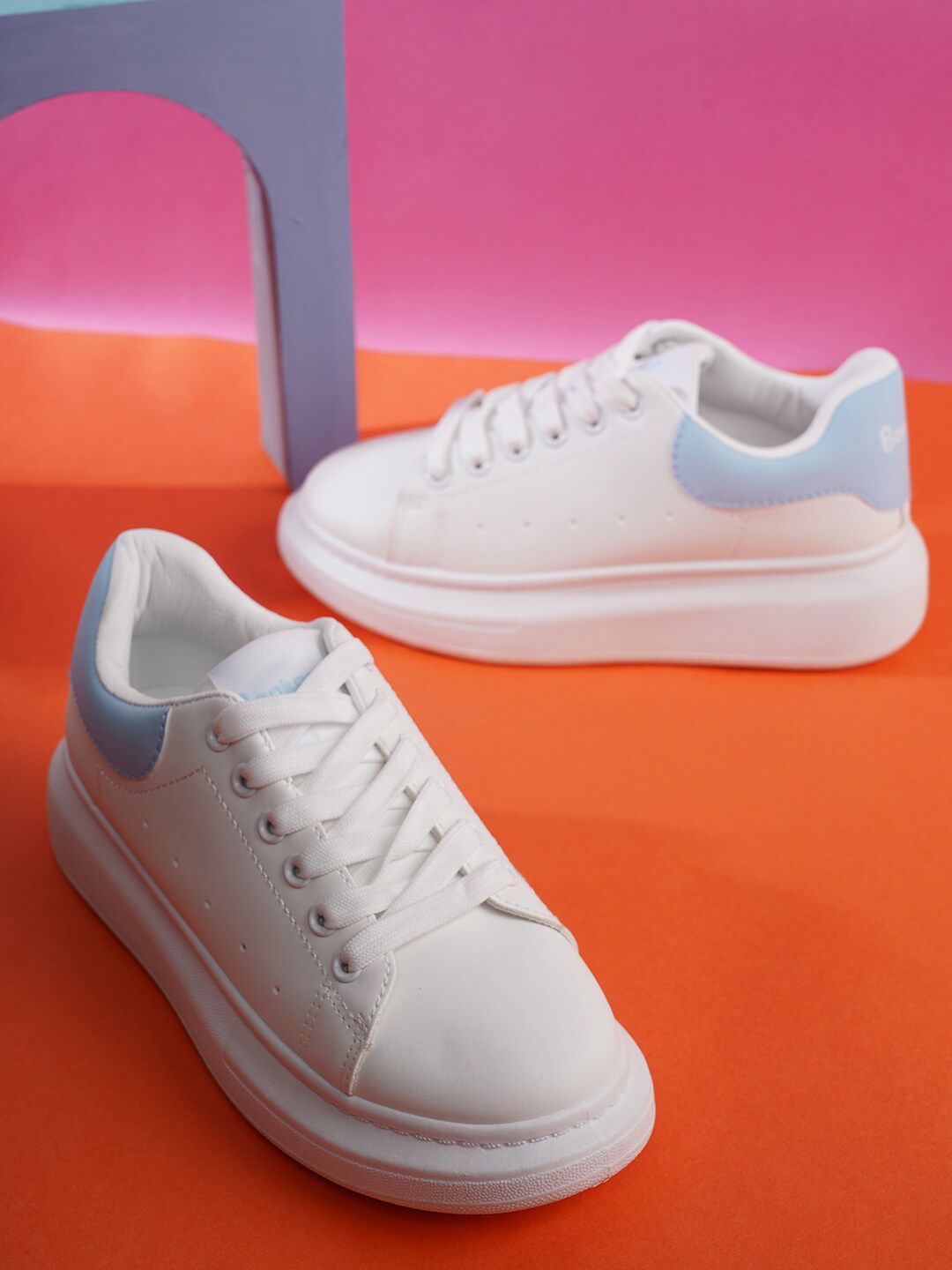 Bonkerz Women White Colourblocked Sneakers Price in India