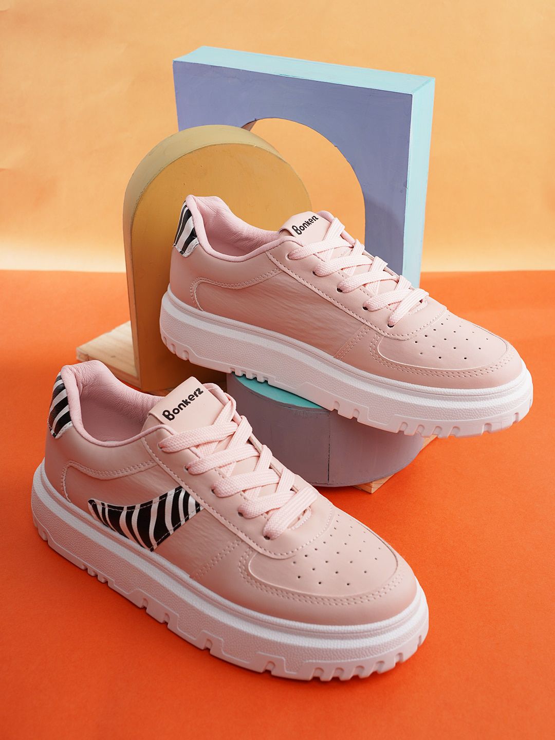 Bonkerz Women Pink Perforations Sneakers Price in India