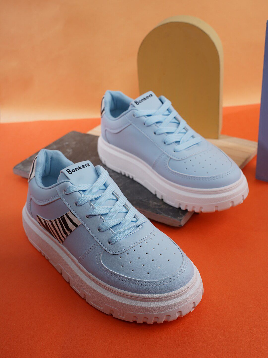 Bonkerz Women Blue Perforations Sneakers Price in India