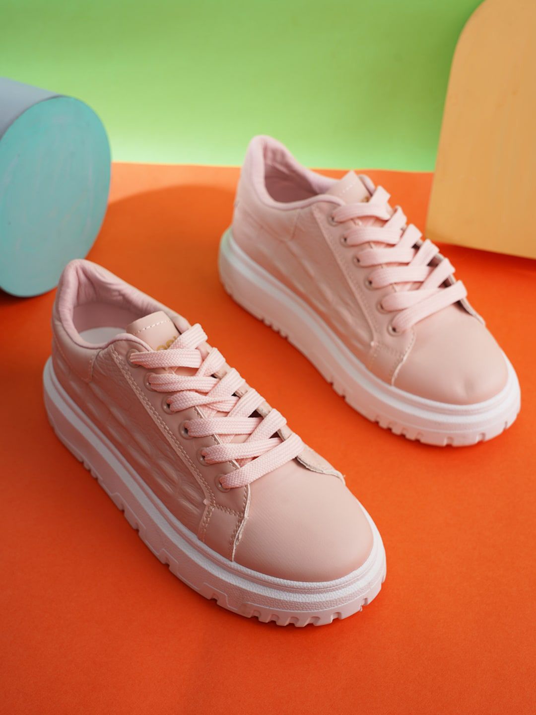 Bonkerz Women Pink Textured Sneakers Price in India