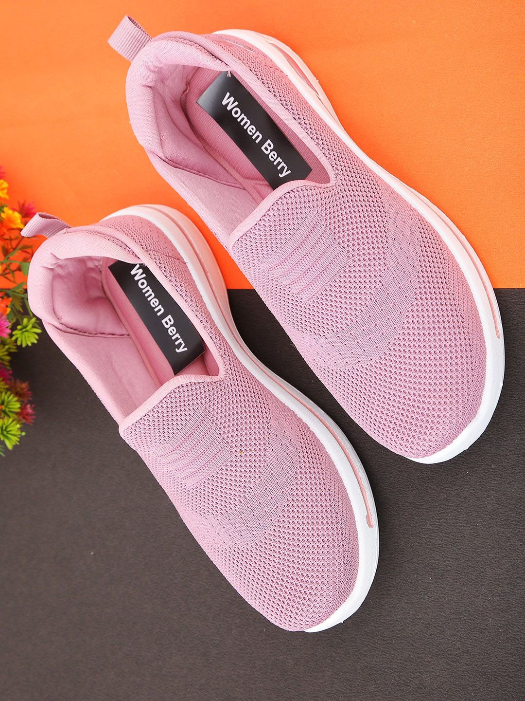 WOMENS BERRY Women Pink Woven Design Slip-On Sneakers Price in India