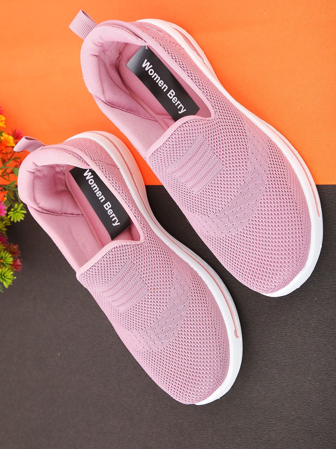WOMENS BERRY Women Pink Woven Design Slip-On Sneakers Price in India