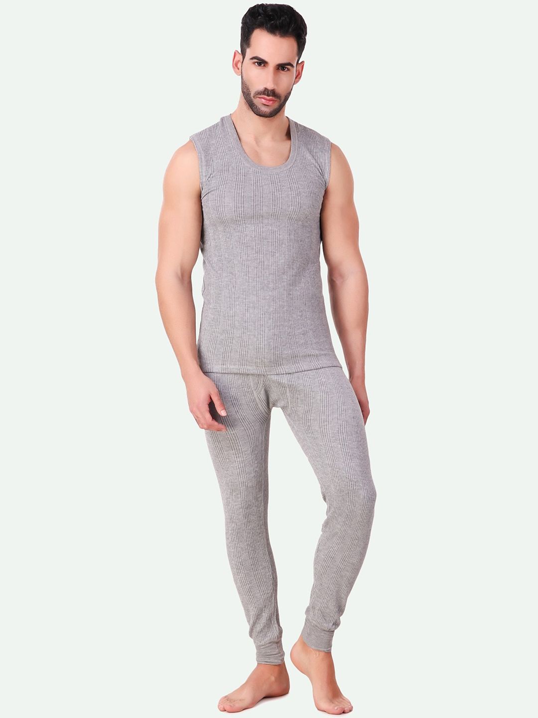 HAP Men Cotton Striped Thermal Set