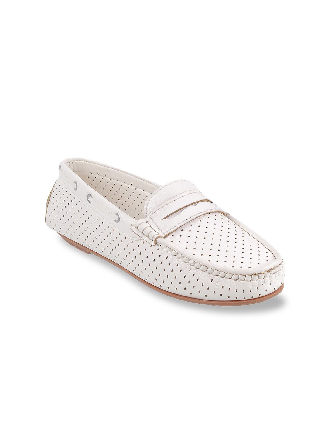 Metro Women White Textured Loafers Price in India