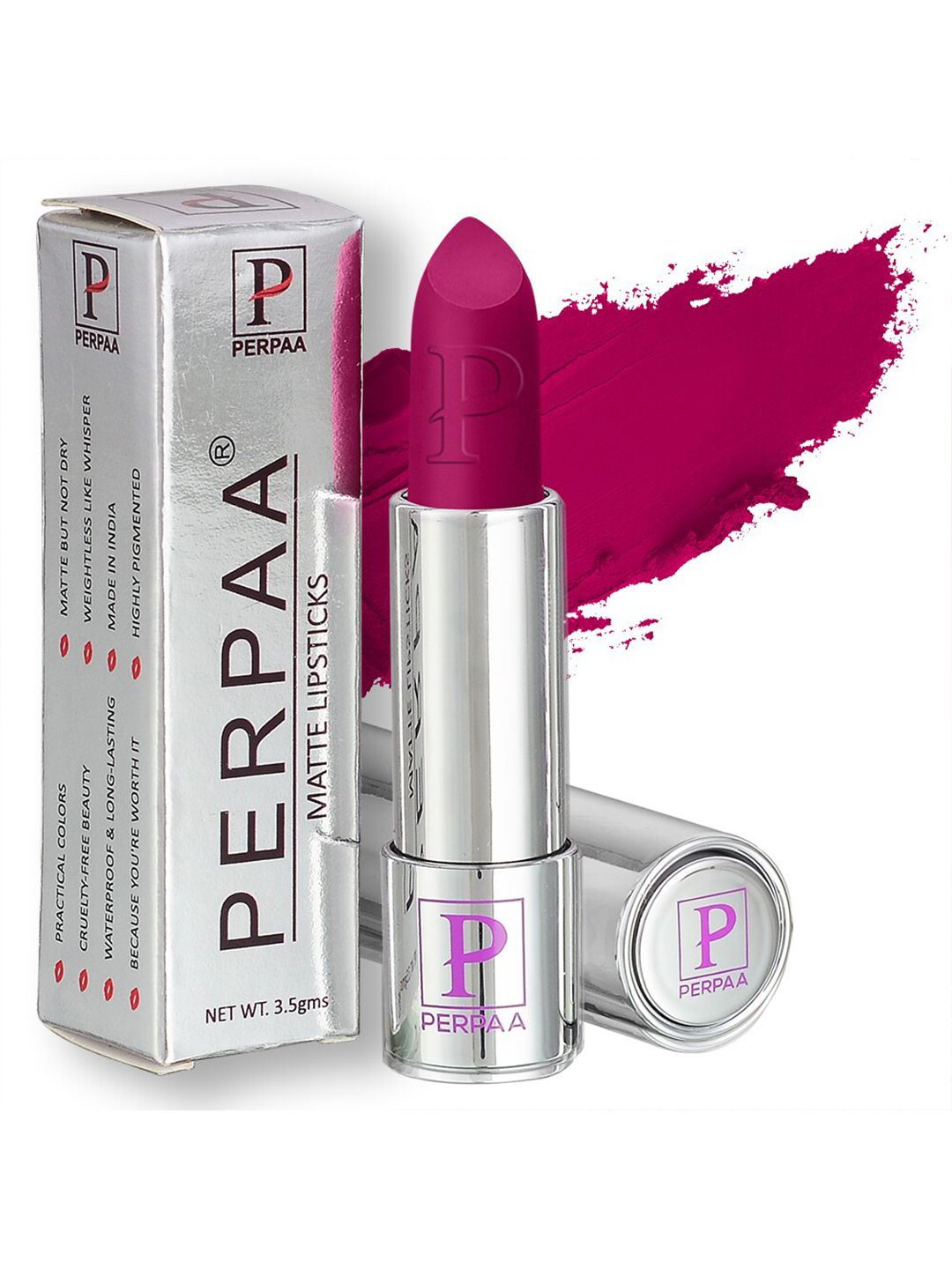 PERPAA Set of 2 Push Button Matte Lipstick 3.5g each-Matte Magenta 158 & Bridal Maroon 304