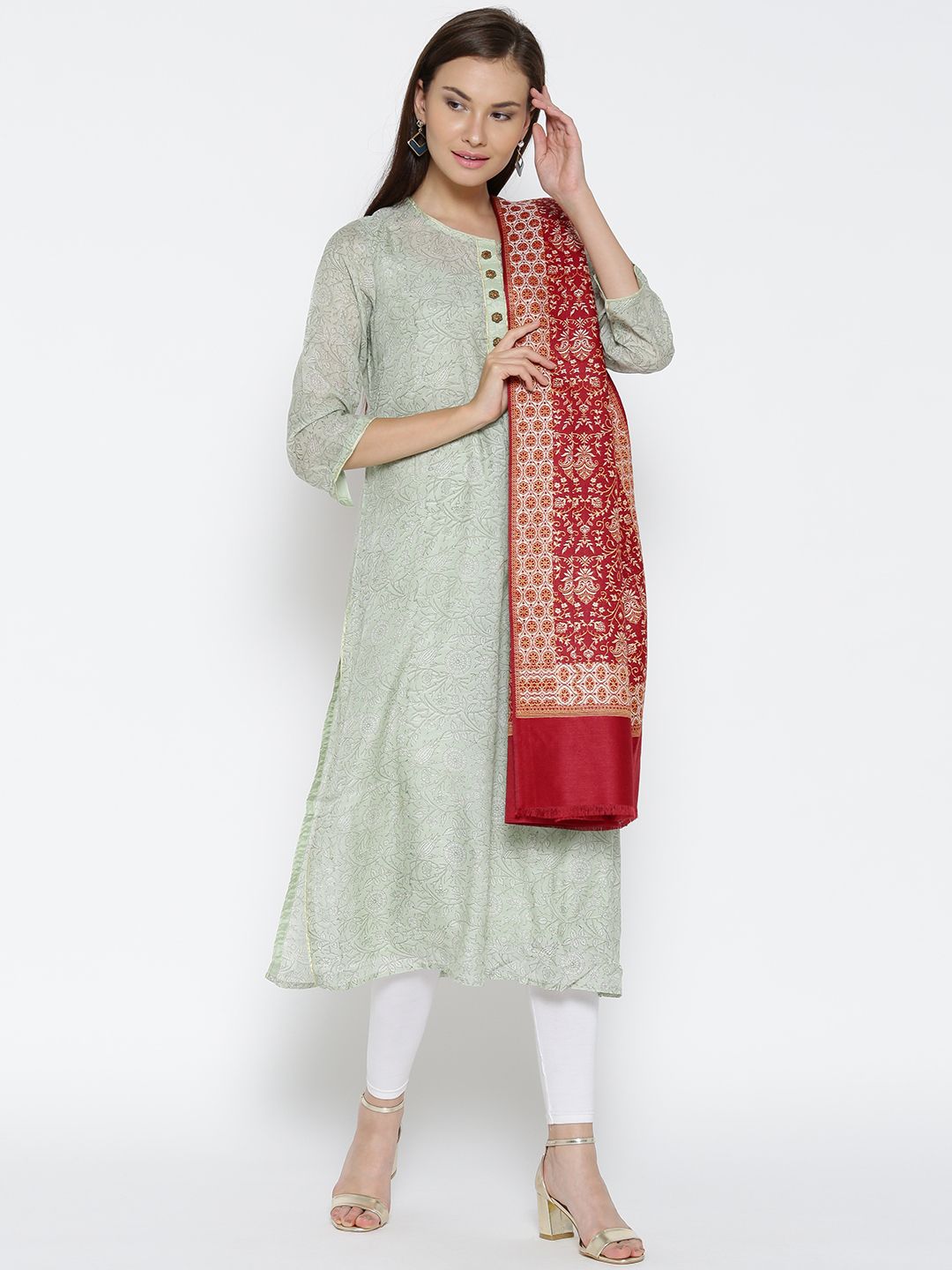 WEAVERS VILLA Women Floral Woven Design Winter Shawl