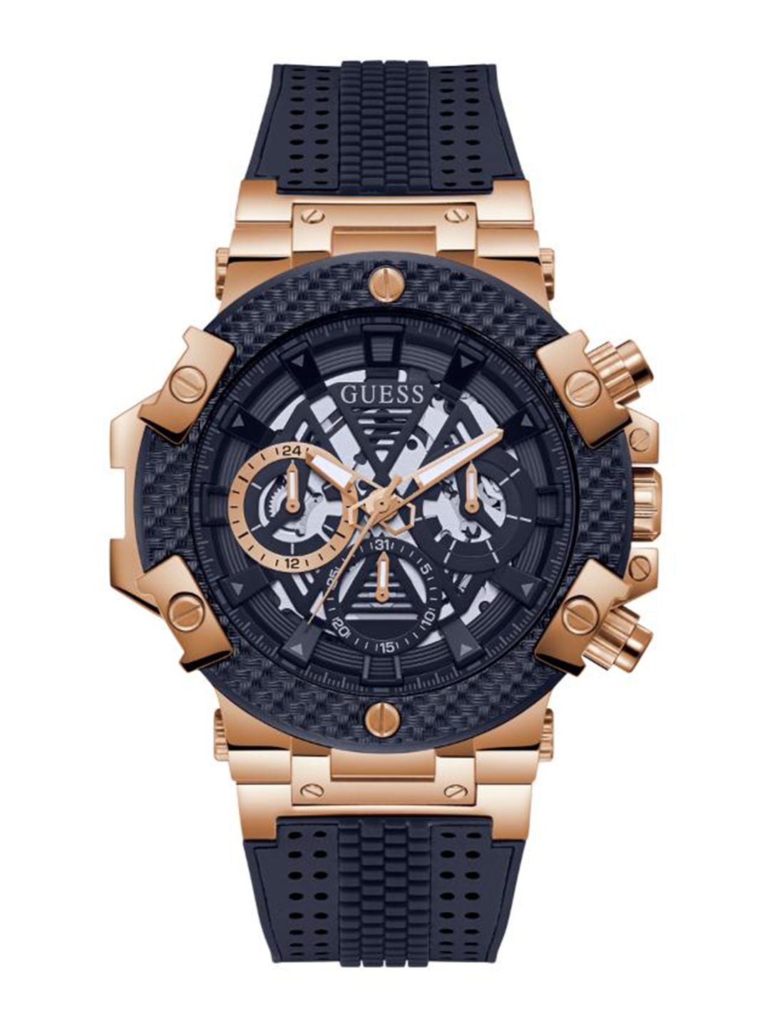 GUESS GUESS Round 46mm Navy Dial Analog Men Watch - GW0486G4