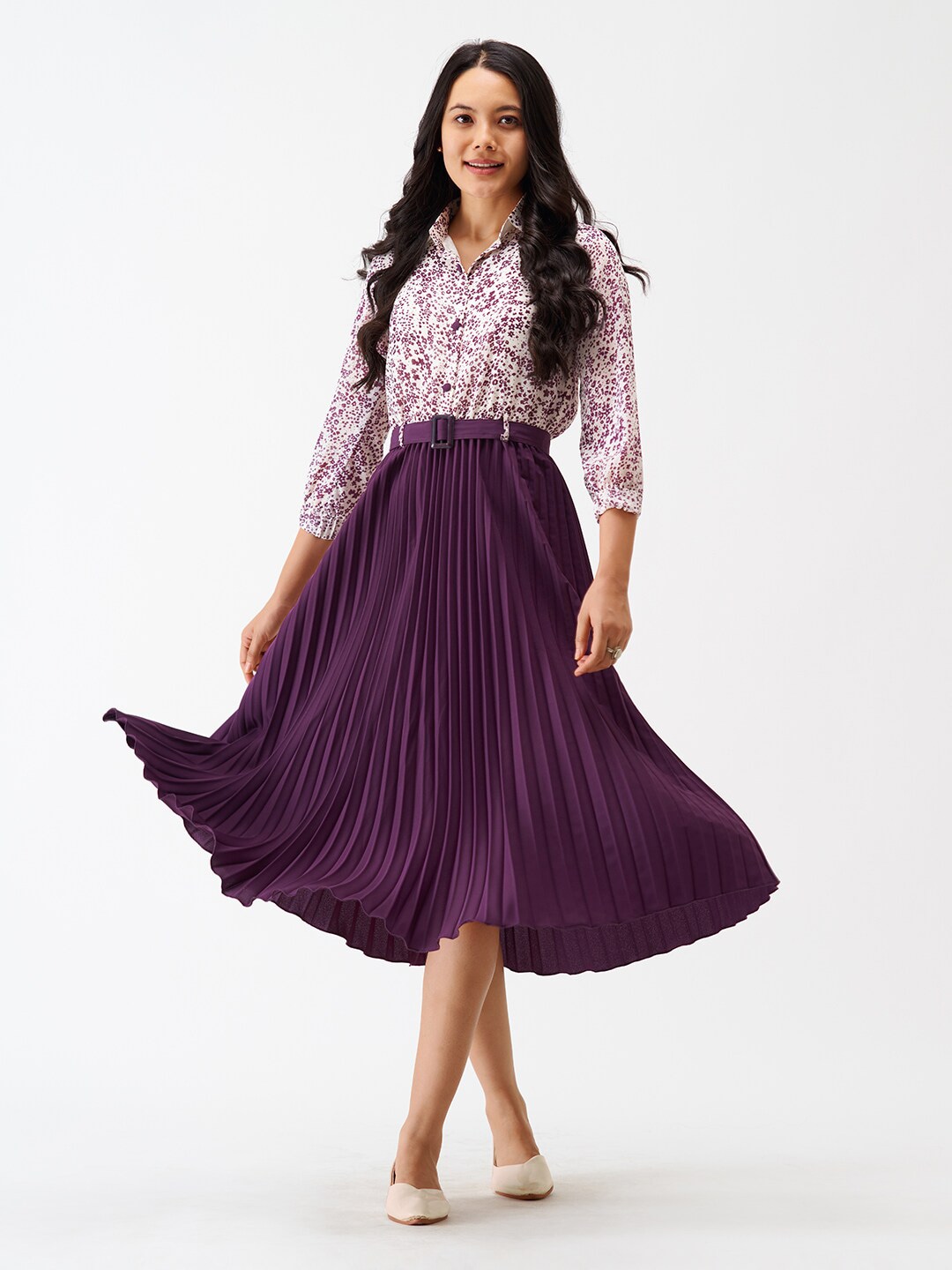 AASK Floral Crepe Midi Dress Price in India