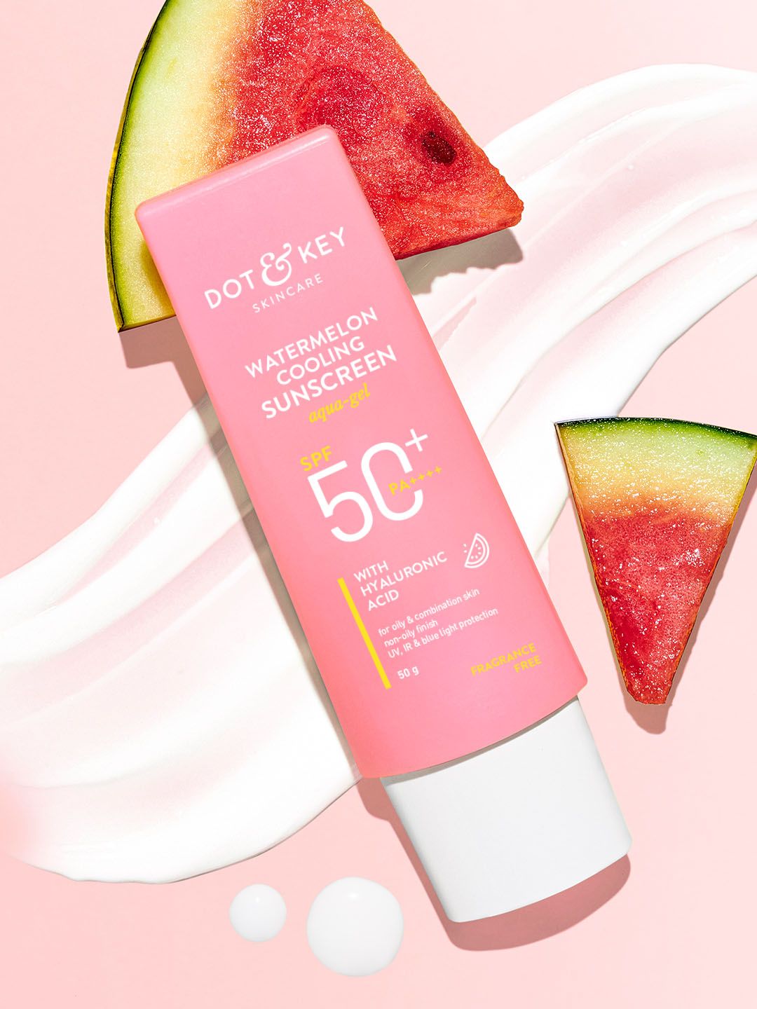 DOT & KEY Watermelon Hyaluronic SPF 50 PA+++ Dewy & 100% No White Cast Sunscreen - 50g