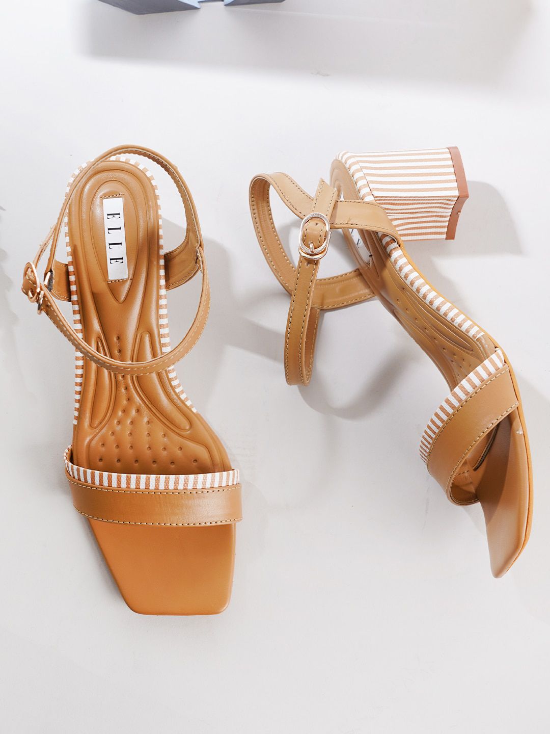 ELLE Striped Block Heels