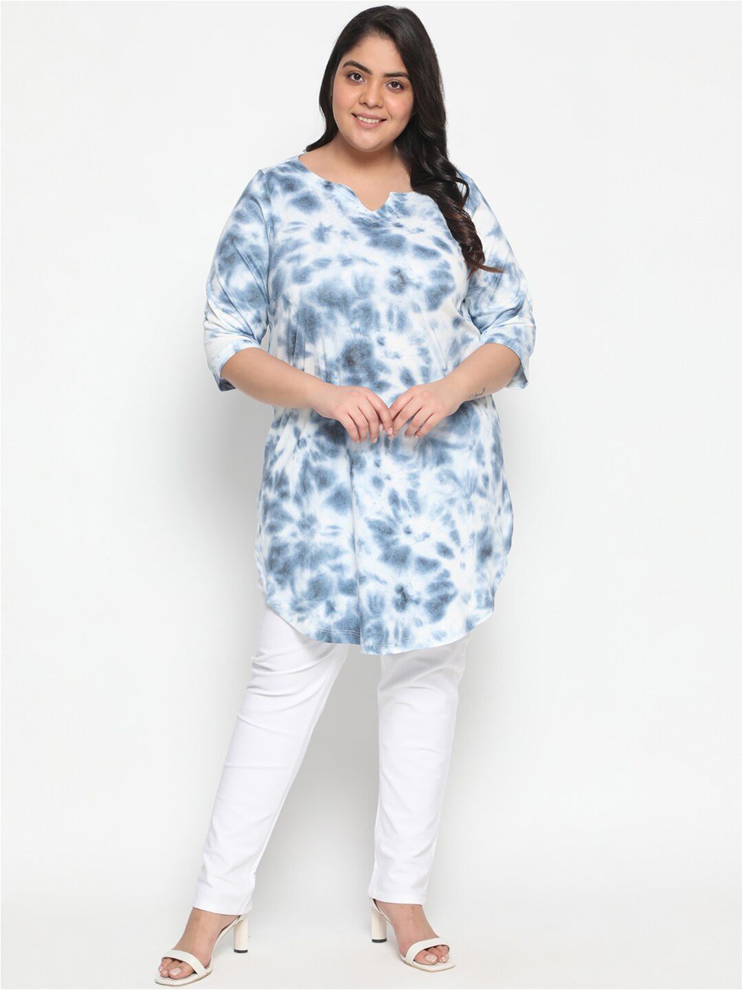 Amydus Plus Size Tie and Dye Longline Top Price in India