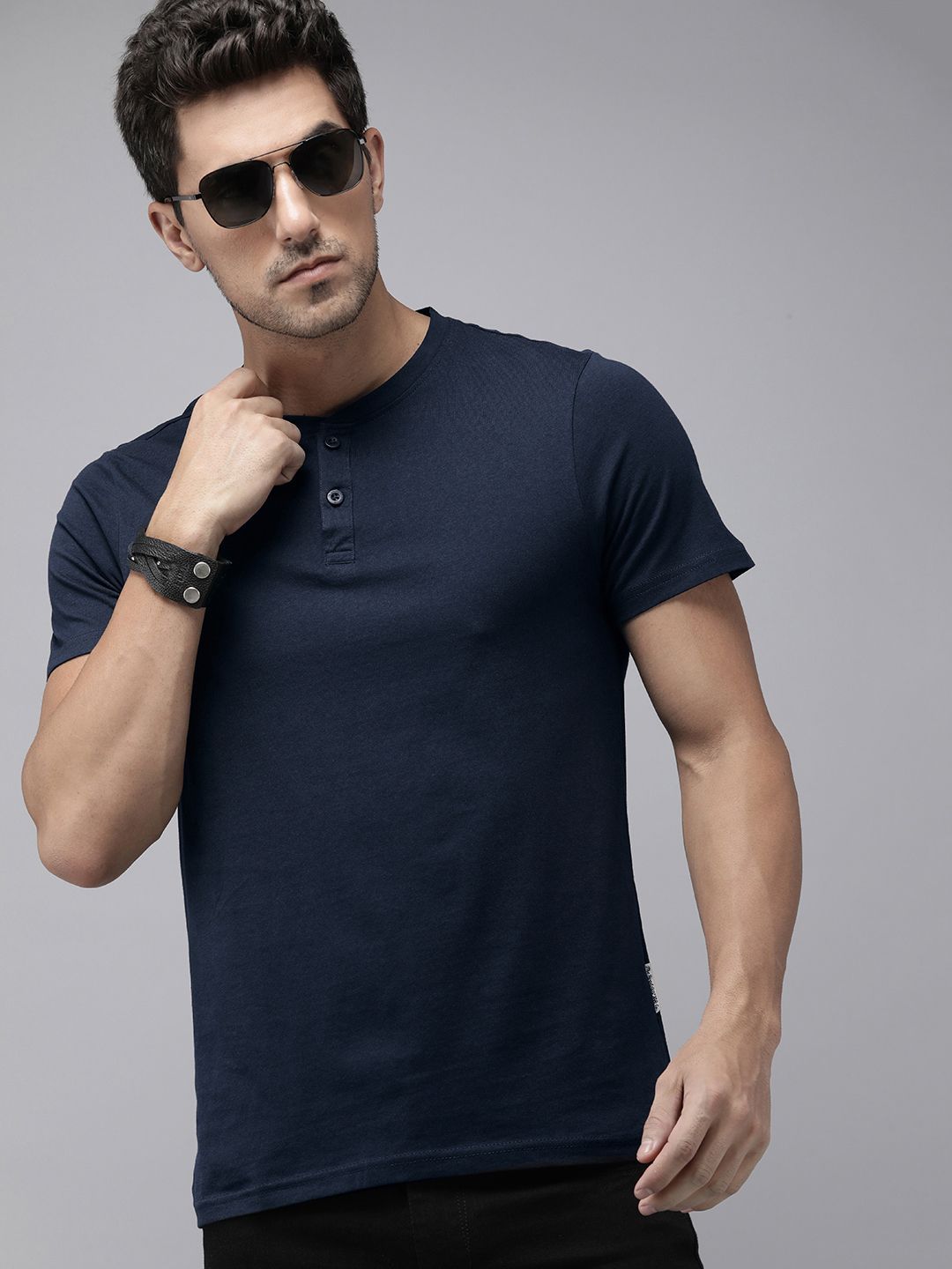 The Roadster Life Co. Henley Neck Pure Cotton T-shirt