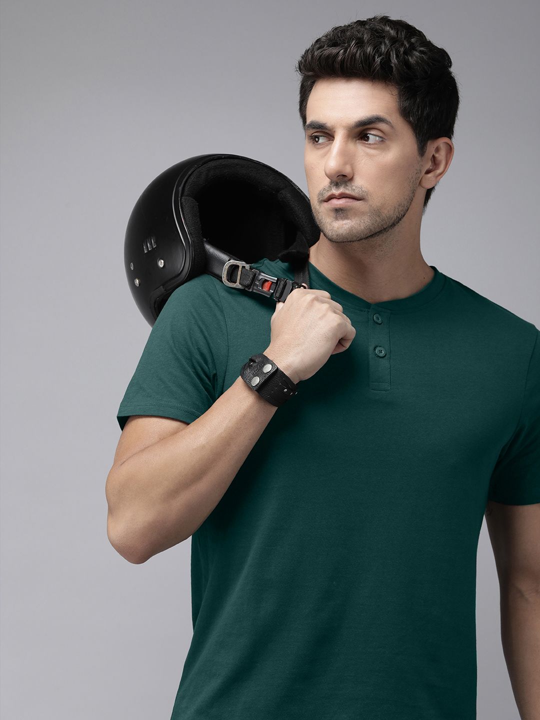 The Roadster Life Co. Henley Neck Pure Cotton T-shirt