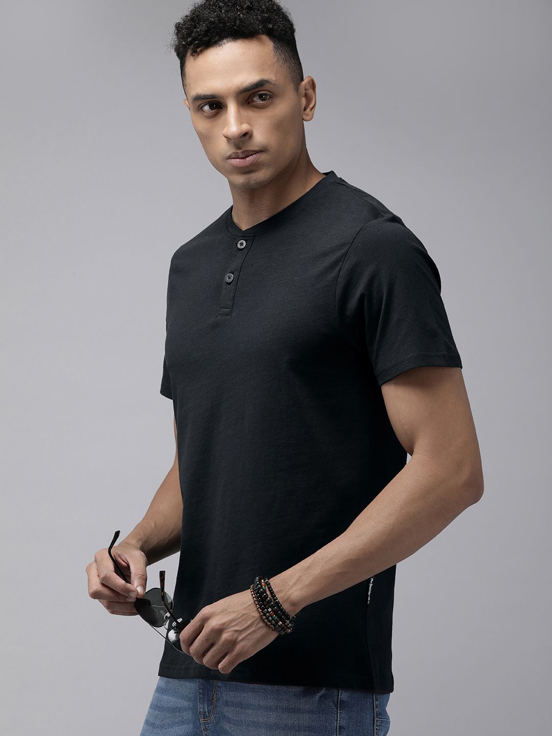 The Roadster Life Co. Henley Neck Pure Cotton T-shirt