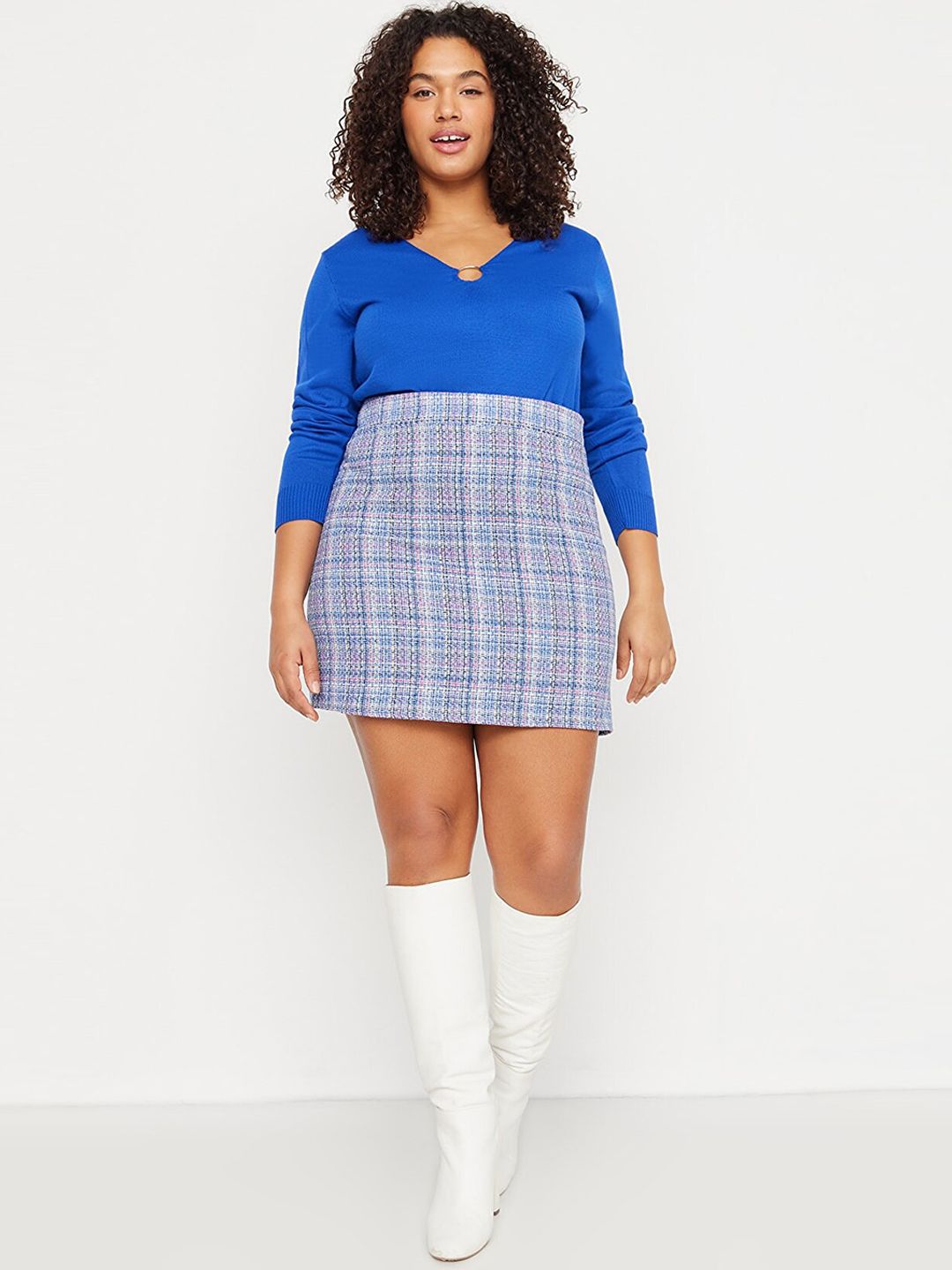 Trendyol Checked Pure Cotton Pencil Mini Skirt Price in India