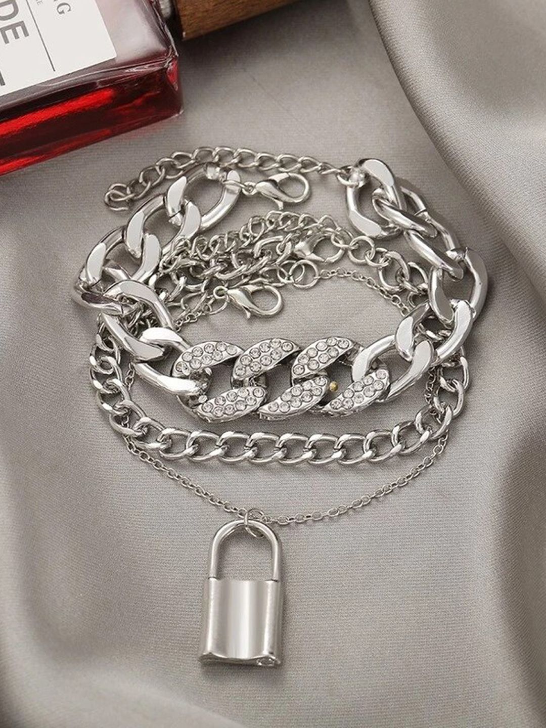 Buy Jewels Galaxy Women Silver-Toned Silver-Plated Link Bracelet