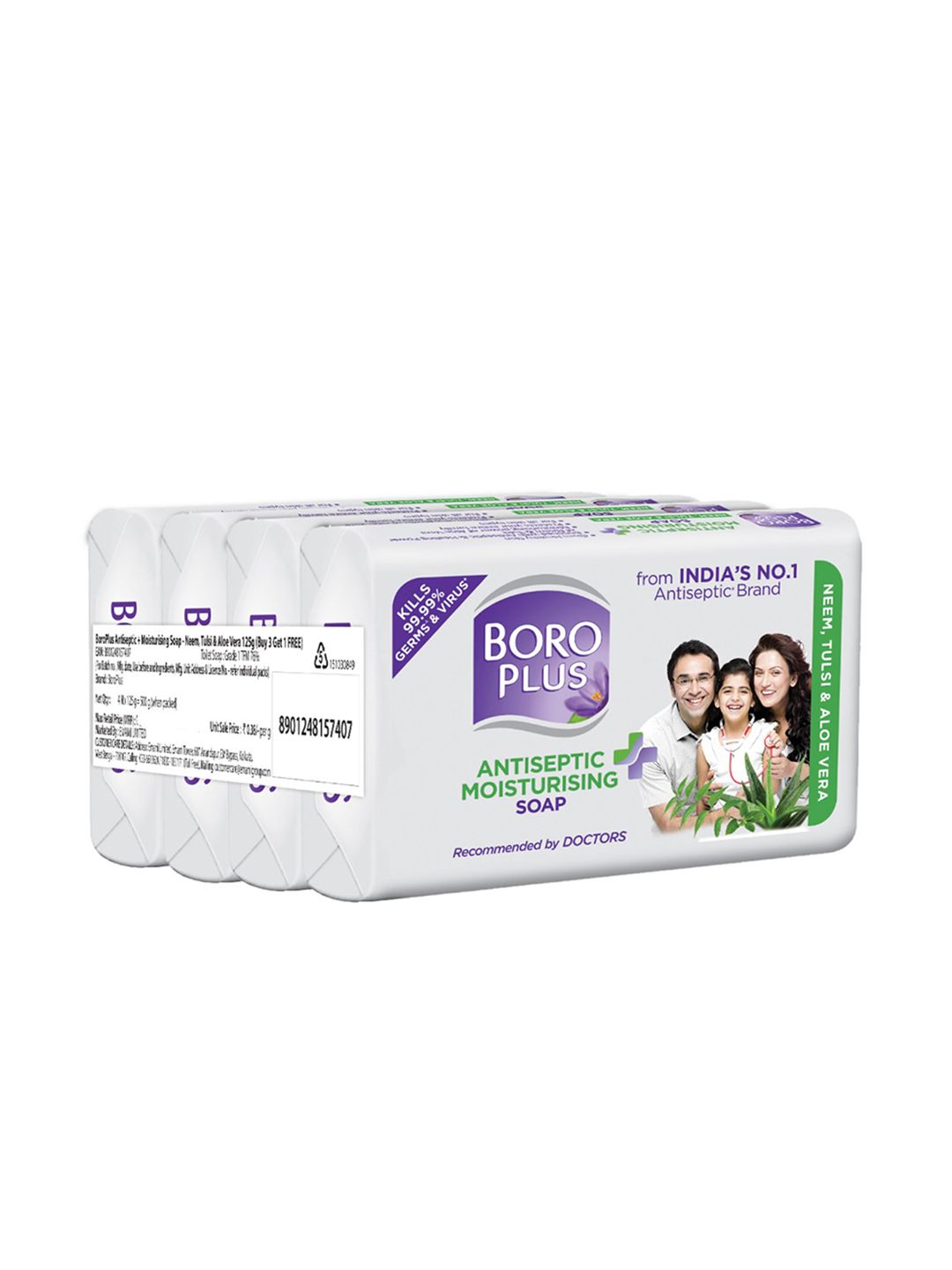 BOROPLUS Antiseptic Moisturising Soap with Neem Tulsi & Aloe Vera- Buy 3 get 1 Free