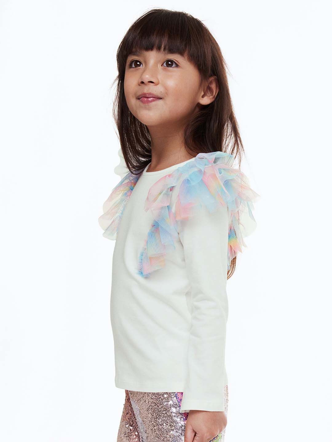 H&M Girls Flounce-Trimmed Top With Ruffle Detail Price in India