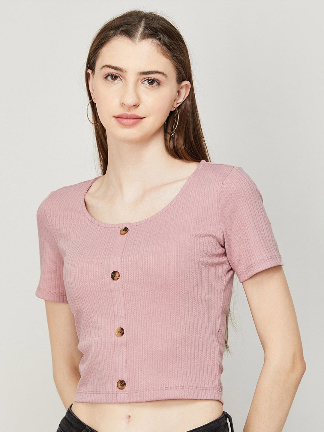 Ginger by Lifestyle Round Neck Crop Top Price in India