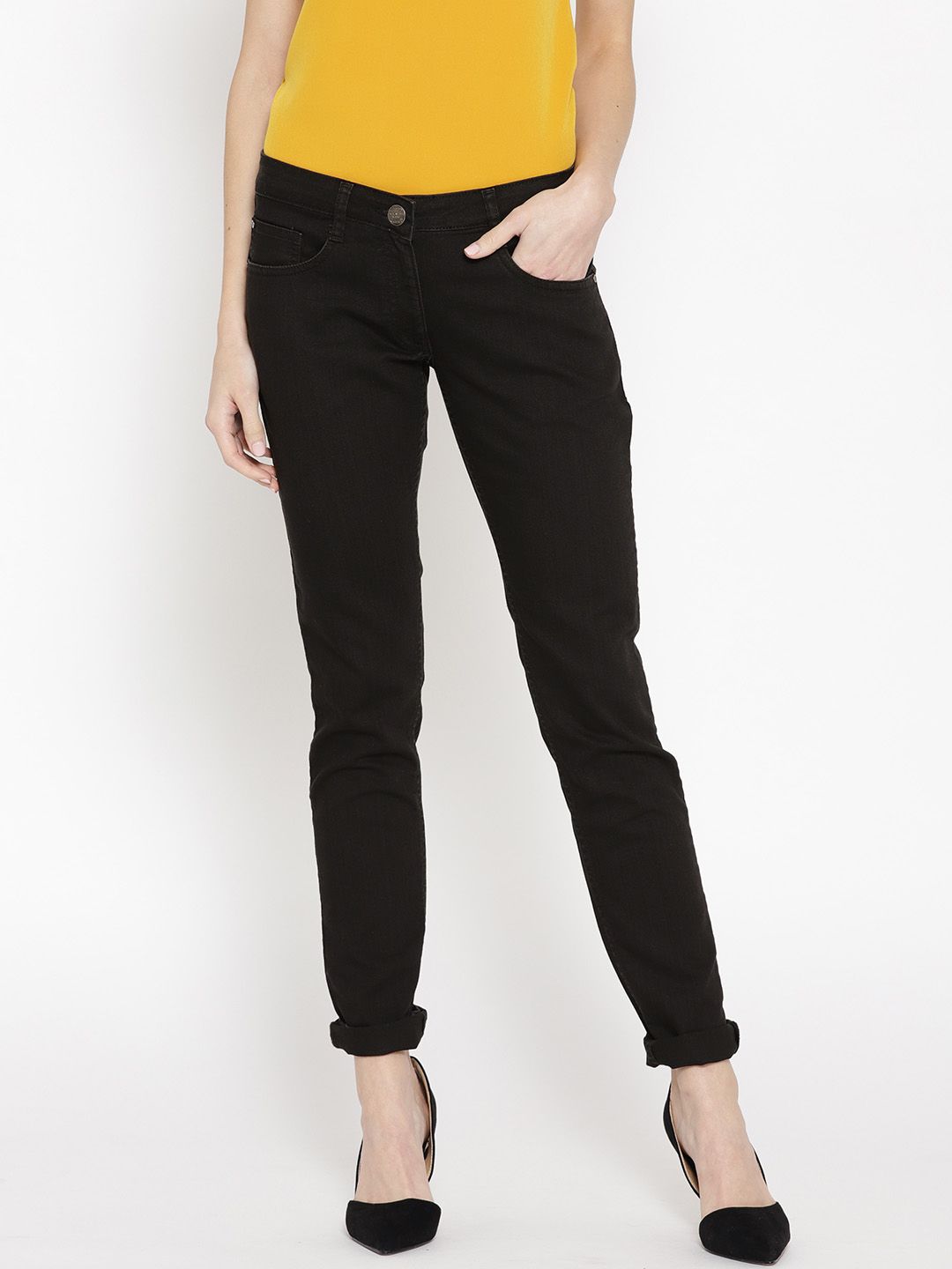 Park Avenue Women Black Power Skinny Fit Mid-Rise Clean Look Stretchable Jeans Price in India