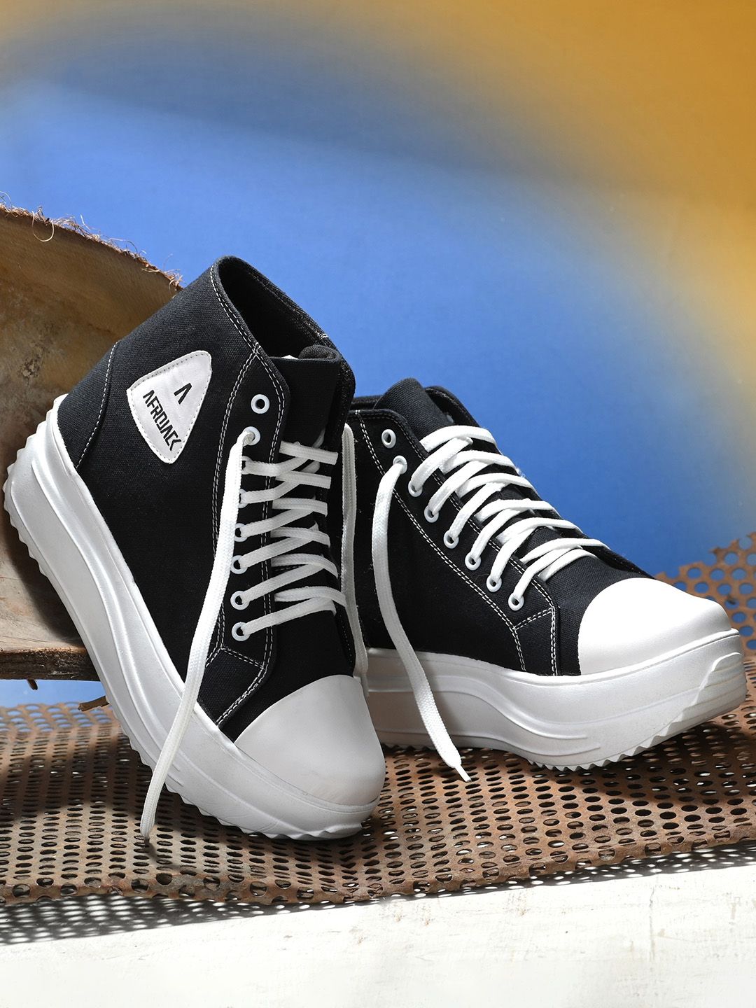 AfroJack Women Black Colourblocked Sneakers Price in India