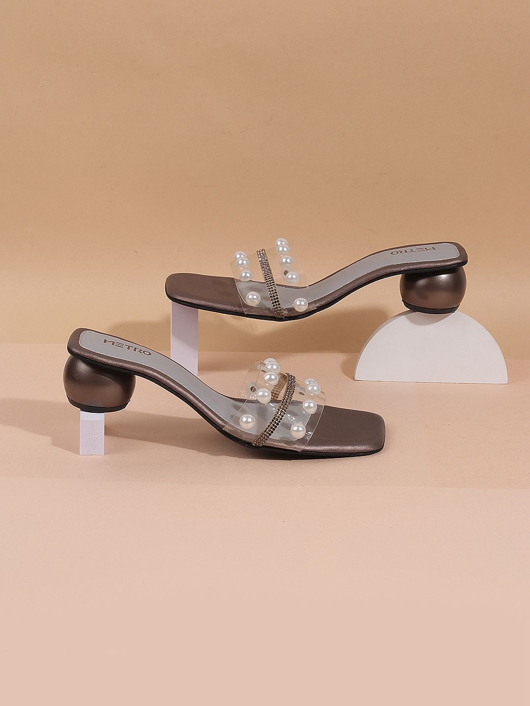 Metro Embellished Square Toe Block Mules