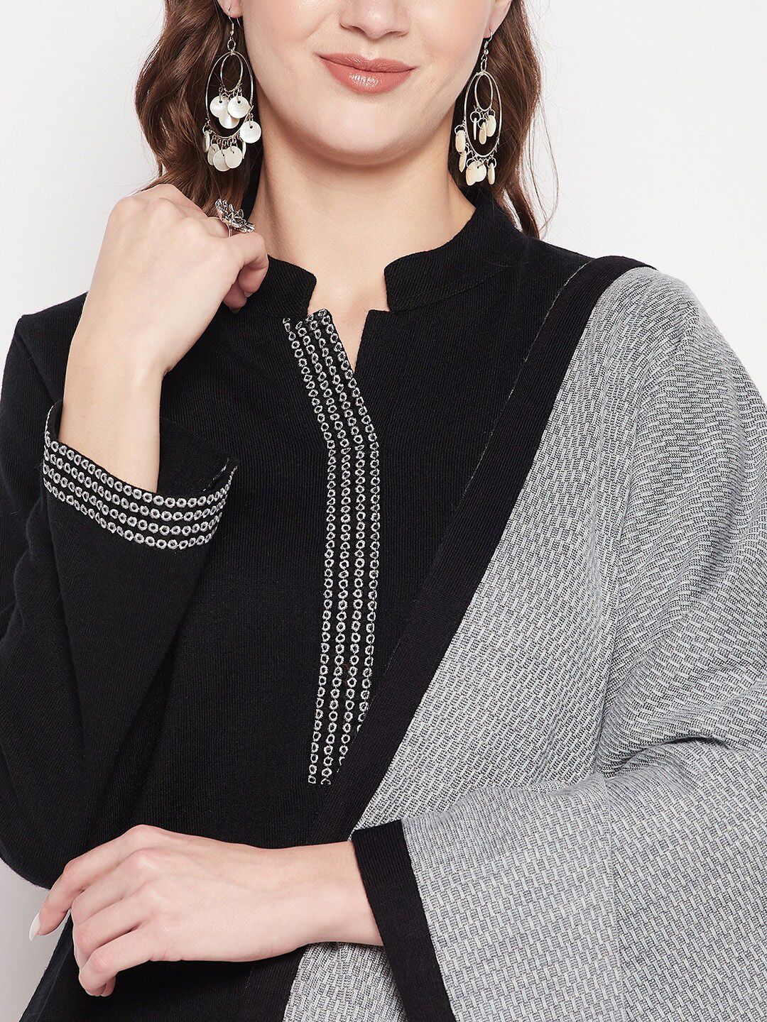 Buy Zigo Winter Wear Women Thread Work Pure Wool Kurta with