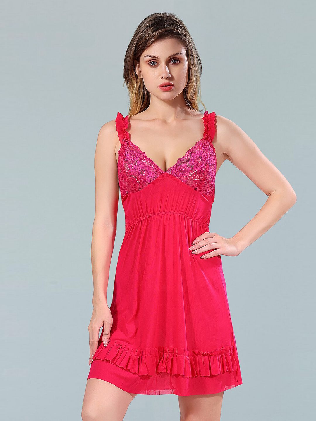 Be You Pink & Red Net Baby Doll