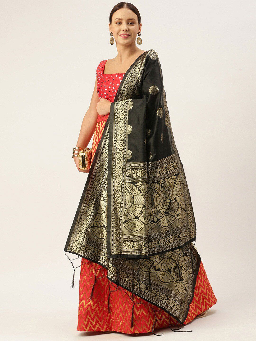 Kaizen TEXO FAB Embellished Semi-Stitched Lehenga & Unstitched Blouse With Dupatta Price in India