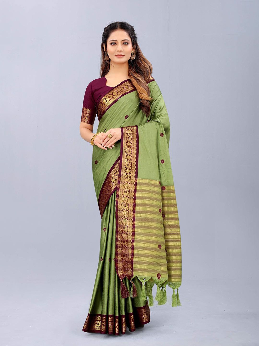 Paramparik Textile Ethnic Motifs Zari Pure Silk Dharmavaram Saree Price in India