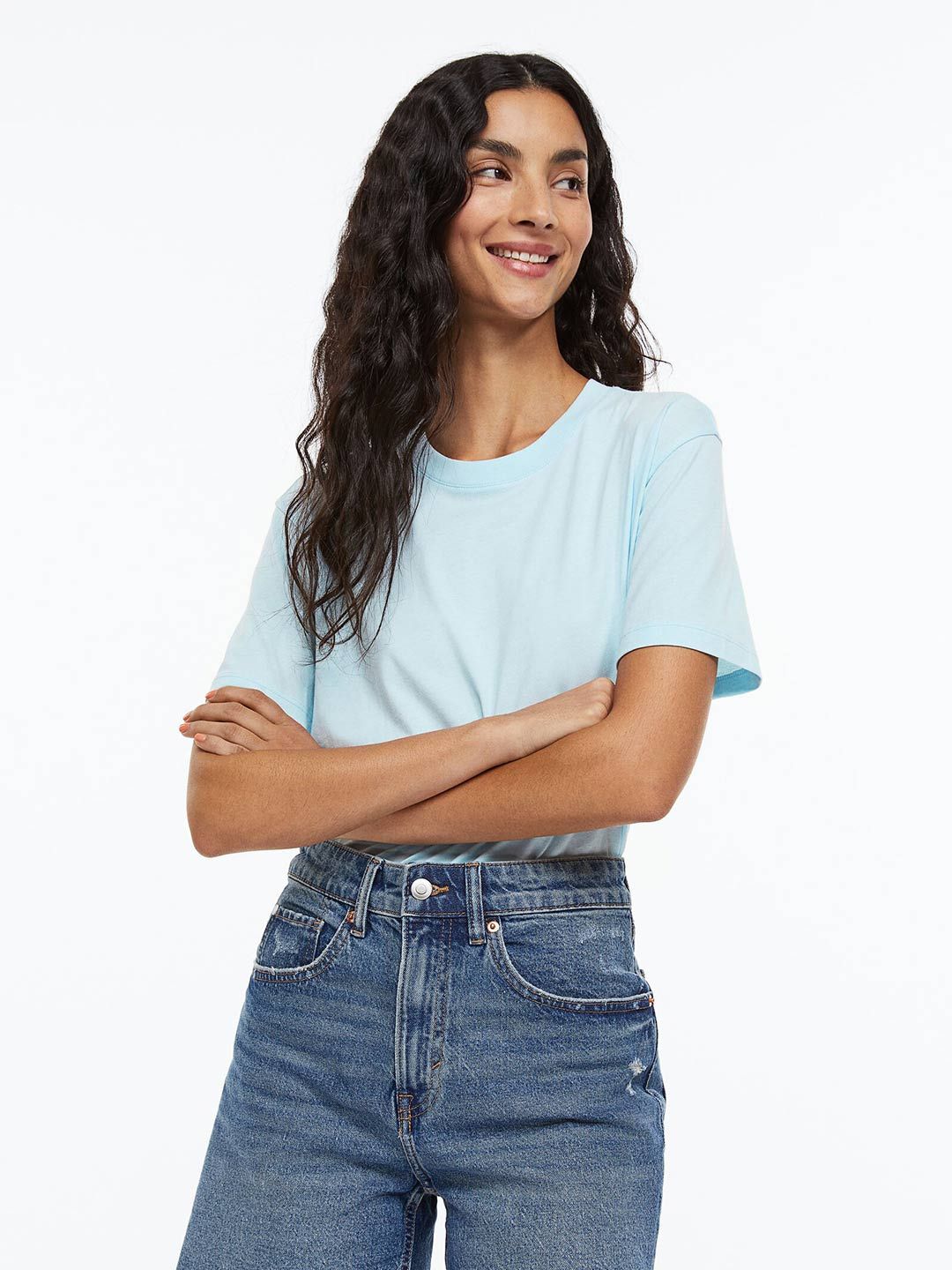 H&M Women Pure Cotton T-shirt Price in India