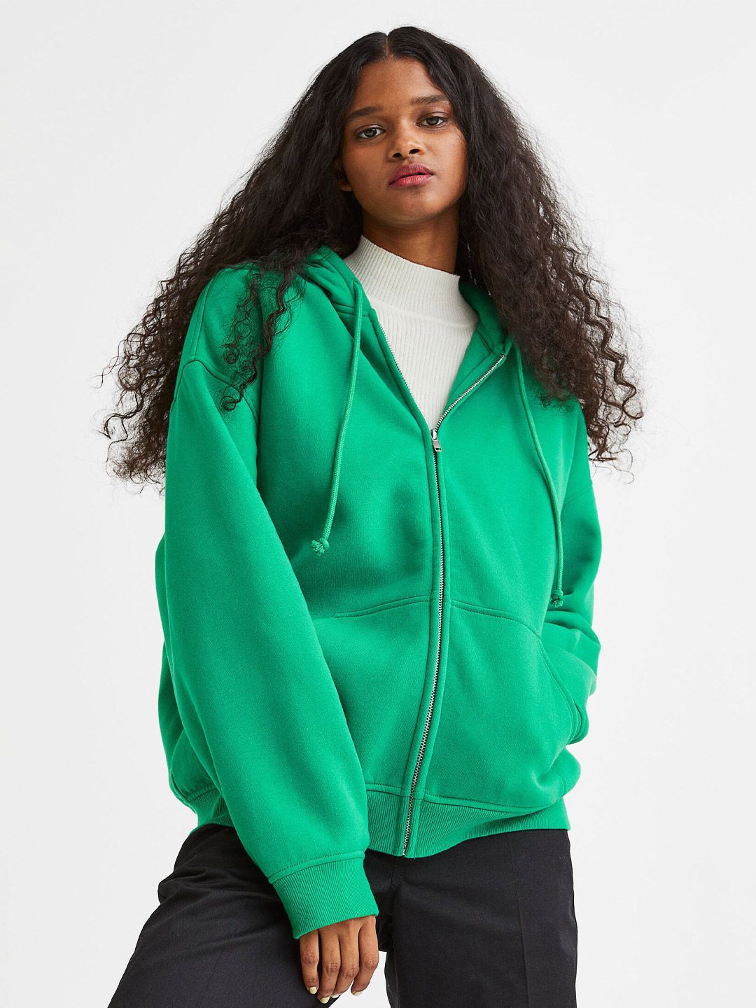Buy H&M Blue Oversized Zip-Through Hoodie - Sweatshirts for Women