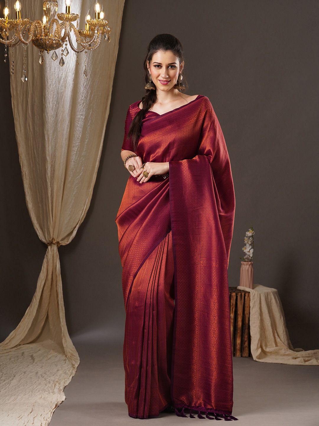 Anouk Woven Design Zari Kanjeevaram Saree Price in India