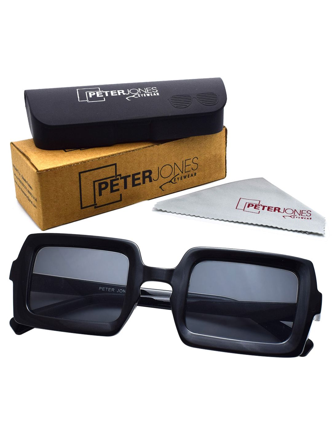 Peter Jones Eyewear Unisex Rectangle Sunglasses with UV Protected Lens 98064B_S