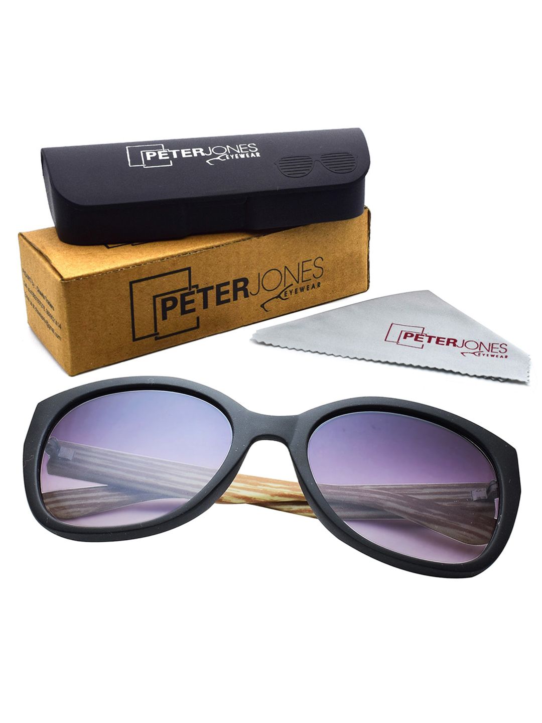 Peter Jones Eyewear Unisex Brown Lens & Brown Butterfly Sunglasses with UV Protected Lens