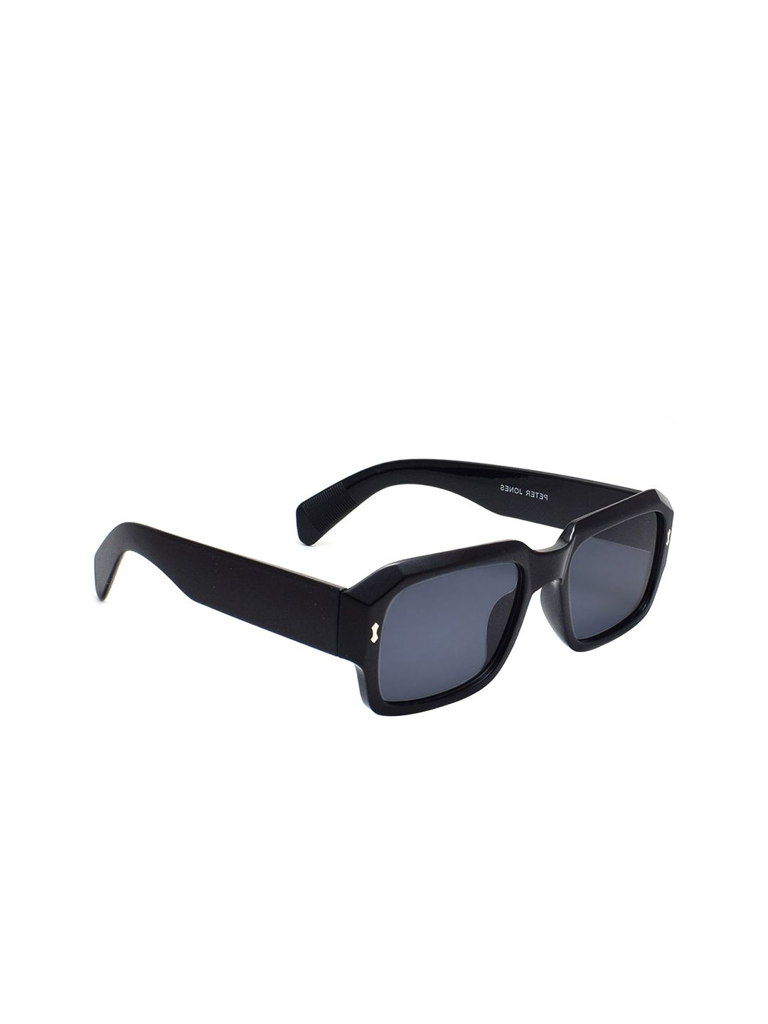 Peter Jones Eyewear Unisex Black Lens & Black Square Sunglasses with UV Protected Lens