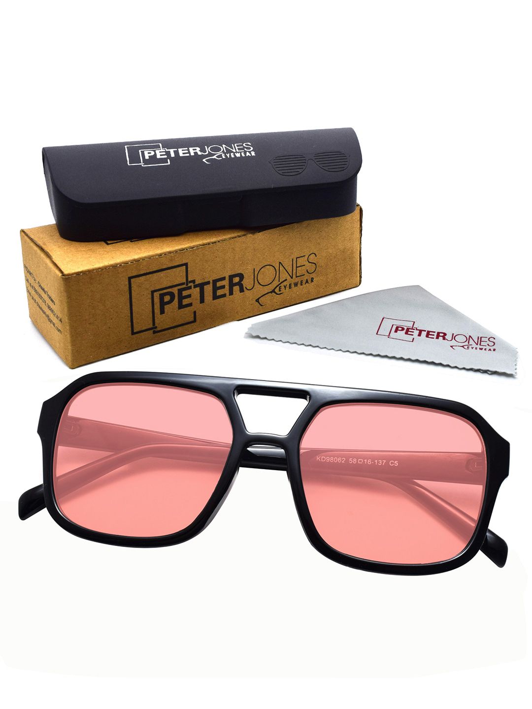 Peter Jones Eyewear Aviator Sunglasses with UV Protected Lens 98062RD_S-Black
